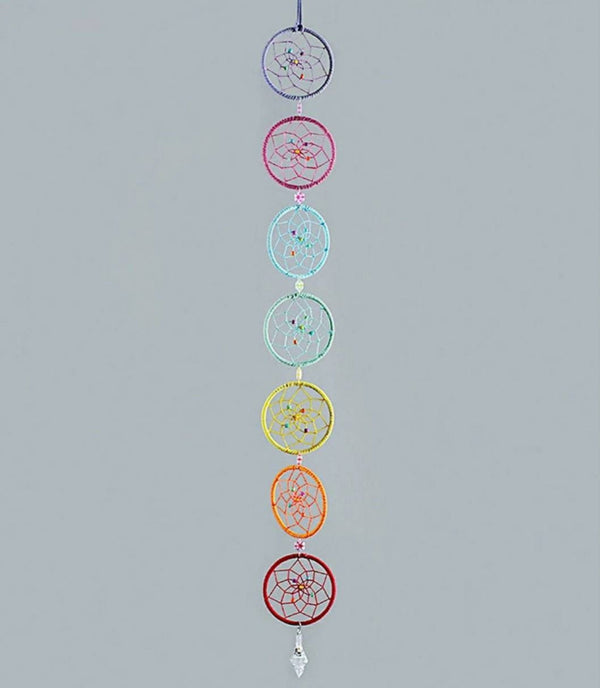 Rainbow Chakra Dream Catcher Vertical Wall Hanging 7 Rings Large Mandala Dreamcatcher Colorful Decor, Car Pendant Birthday Gift