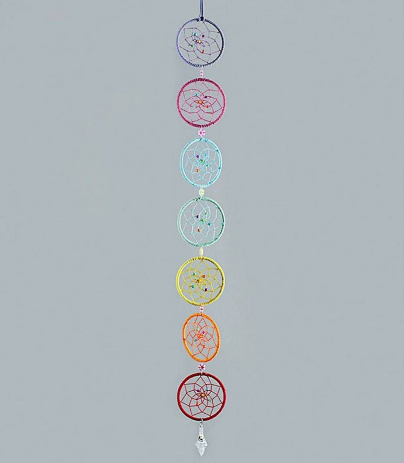 Rainbow Chakra Dream Catcher Vertical Wall Hanging 7 Rings Large Mandala Dreamcatcher Colorful Decor, Car Pendant Birthday Gift