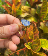 Natural Shape Navy Blue Geode Druzy Quartz Gold Plated Adjustable Ring Dainty Modern Gemstone Crystal Jewelry Unique Friend Gift for Her