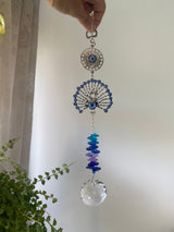 Evil Eye Peacock Suncatcher Zen Colors Sun Catcher Mandala Crystal Decor Prism Hanging Rainbow Maker Home Garden Nursery Birthday