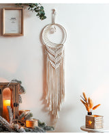 Clear Quartz Point Moon Phase Dreamcatcher (UNASSEMBLED Fairy Lights) Crystal Gemstone!! Macrame Tapestry Girl Boy Nursery Wall Hanging