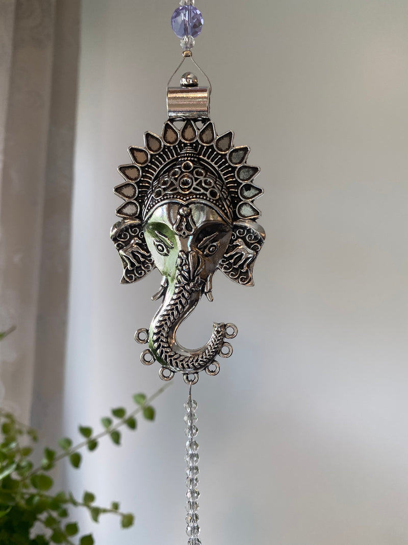 Ganesh Elephant Crystal Suncatcher for Window Decor Car Charm Light Catcher Prism Ball Home Garden Hanging Wedding Decoration Gift