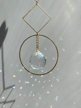 Gold Circle Diamond Geometric Suncatcher Clear Crystal Prism Ball Modern Hoop Rainbow Maker Light Catcher Hanging Good Luck Gift