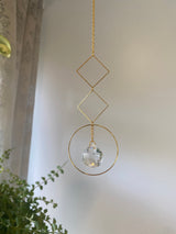 Gold Circle Diamond Geometric Suncatcher Clear Crystal Prism Ball Modern Hoop Rainbow Maker Light Catcher Hanging Good Luck Gift