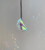 DEFECTS Crescent Moon & Sun Prism Suncatcher Set Rear View Mirror Car Charm AB Crystal Decor Rainbow Maker Window Hangings Housewarming Gift