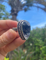 Size 7 Elegant Teardrop Rutile Quartz Vintage Sterling Silver Ring Dainty Modern Antique Rutilated Clear Crystal Jewelry Unique Friend Gift