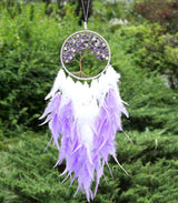 Tree of Life Lavender Feather Dreamcatcher Copper Beaded Dream Catcher Unique Wall Decoration Large Purple Nursery Zen Moher's Day Gift