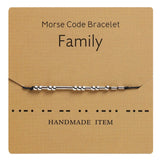 Family Adjustable Bracelet One Sterling Silver Morse Code Black BFF Friendship Wish Bracelet Lovers Couples Best Friends Girls Friend