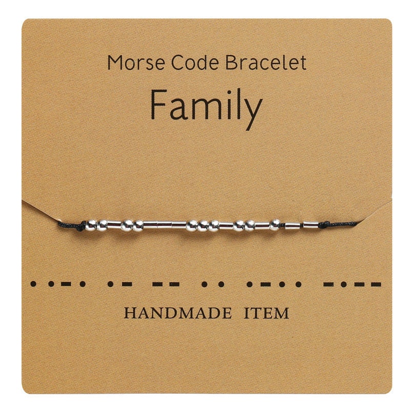 Family Adjustable Bracelet One Sterling Silver Morse Code Black BFF Friendship Wish Bracelet Lovers Couples Best Friends Girls Friend