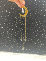 Large Crescent Moon Stars Clear Crystal Prism Balls Gold Suncatcher Rainbow Maker Wall Hanging Zen Decor Protection Banish Evil Gift for Her