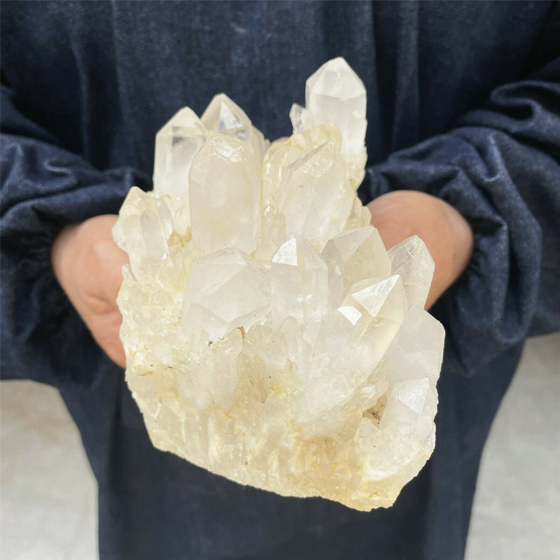 6.5” LARGE Unique Clear Quartz Cluster 2lb 11oz 1210g Many Twin Points Large Natural Crystal Mineral from Madagascar Display Big Crystal XL