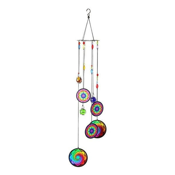 CLEARANCE Rainbow Flower of Life Metal Wind Chime with Crystals Rainbow Maker Garden Outdoor Porch Decor Birthday Anniversary Sympathy Gift