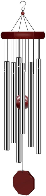 3.4" x 18" Silver Wind Chime 6 Metal Tube Memorial Sympathy Gift Garden Patio Indoor Outdoor Decor Garden Patio Housewarming Bereavement