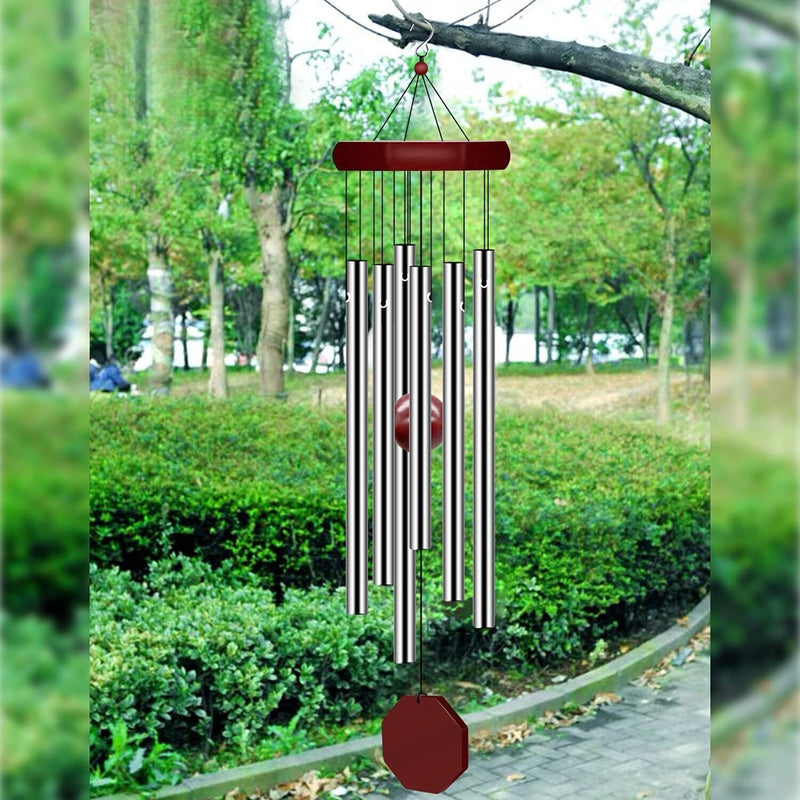 3.4" x 18" Silver Wind Chime 6 Metal Tube Memorial Sympathy Gift Garden Patio Indoor Outdoor Decor Garden Patio Housewarming Bereavement