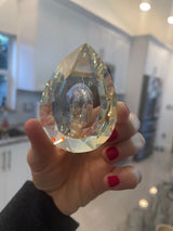COLOR DEFECT 3" **Read Description**Large Pale Yellow Hue Prism Hanging Suncatcher Car Charm Window Faceted Crystal AB Color Bridesmaid Gift