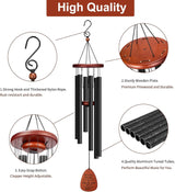 Black Memorial Wind Chime Large 32 Inch Metal Tube Bereavement Sympathy with Box, Letter from Heaven Poem, In Loving Memory Outdoor Decor