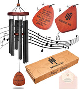 Black Memorial Wind Chime Large 32 Inch Metal Tube Bereavement Sympathy with Box, Letter from Heaven Poem, In Loving Memory Outdoor Decor