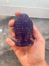 Approx 2.75" Purple Fluorite Zen Buddha Head Hand Carved Crystal Statue Meditation Altar Stone Decor Birthday Christmas Anniversary Gift