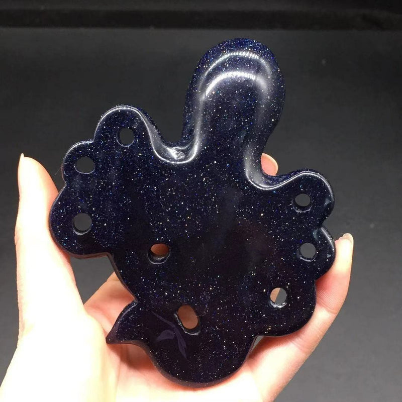 Navy Blue Goldstone Octopus Hand Carved Crystal Chakra Manifestation Psychic Ability Purification Altar Tile Birthday Small Large XL Sparkle