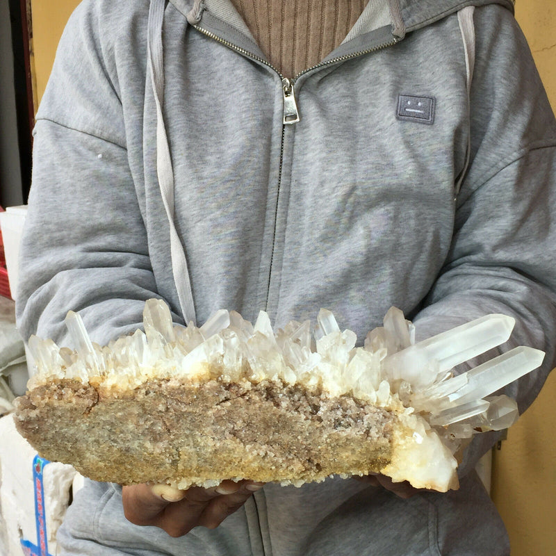9.8” XL Unique Clear Quartz Cluster 4lb 10oz 2110g Many Twin Points Large Natural Crystal Mineral from Madagascar Display Big Crystal Large