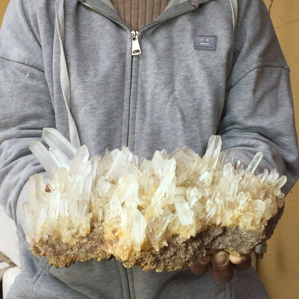 9.8” XL Unique Clear Quartz Cluster 4lb 10oz 2110g Many Twin Points Large Natural Crystal Mineral from Madagascar Display Big Crystal Large