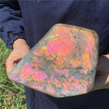 7.48” 5.8lb Rare Rainbow Spectrolite Labradorite fr Finland XL Self Standing Freeform 2670g Pink Purple Orange Quartz Natural Large Crystal