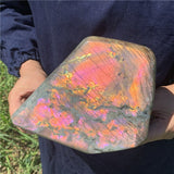 7.48” 5.8lb Rare Rainbow Spectrolite Labradorite fr Finland XL Self Standing Freeform 2670g Pink Purple Orange Quartz Natural Large Crystal