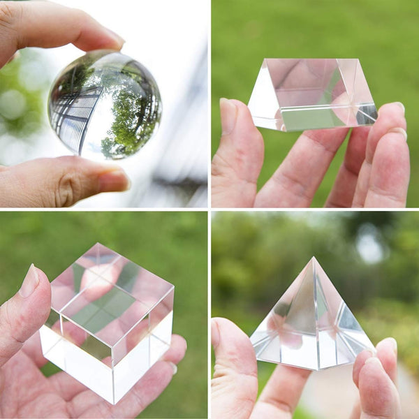 Crystal Optical Clear Crystal Photography Set Sphere Pyramid Cube Light Education Camera Orb Ball Prism Gift Large 50mm 55mm 60mm