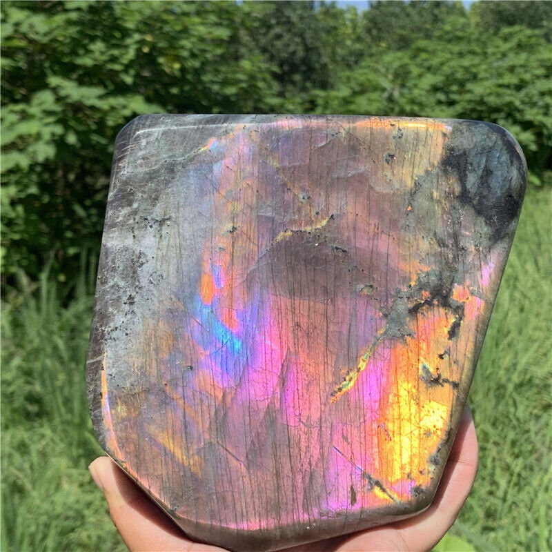 6.69” 5.9lb Rare Rainbow Spectrolite Labradorite from Finland XL Freeform 2720g Pink Purple Blue Quartz Natural Large Crystal