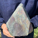 7.48” 5.8lb Rare Rainbow Spectrolite Labradorite fr Finland XL Self Standing Freeform 2670g Pink Purple Orange Quartz Natural Large Crystal