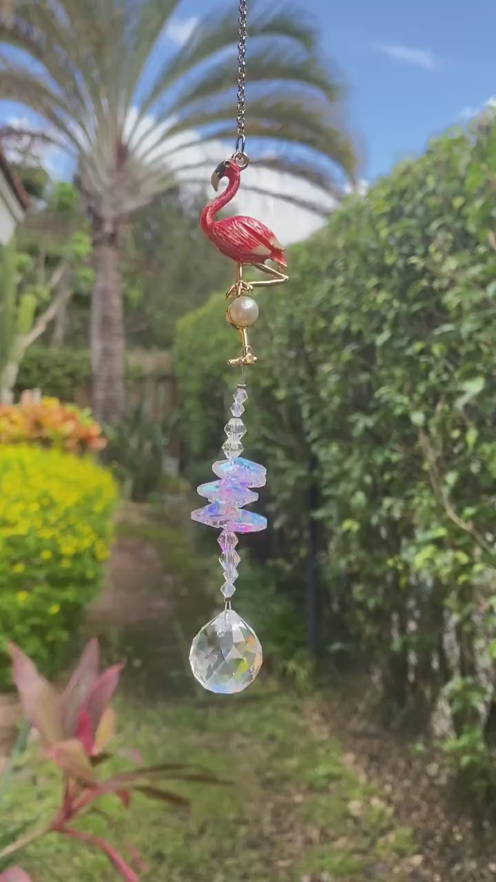 Flamingo Suncatcher  Crystal Pendant Sun Catcher Car Charm, Rainbow Maker Hanging Window Decoration Wedding Bridesmaid Wedding Gift