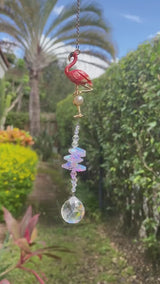 Flamingo Suncatcher  Crystal Pendant Sun Catcher Car Charm, Rainbow Maker Hanging Window Decoration Wedding Bridesmaid Wedding Gift