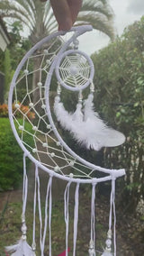 White Feather Dream Catcher Beaded Dreamcatcher Unique Wall Art Decoration Girl Girls Nursery Hanging Zen Decor I Love You to Moon and Back