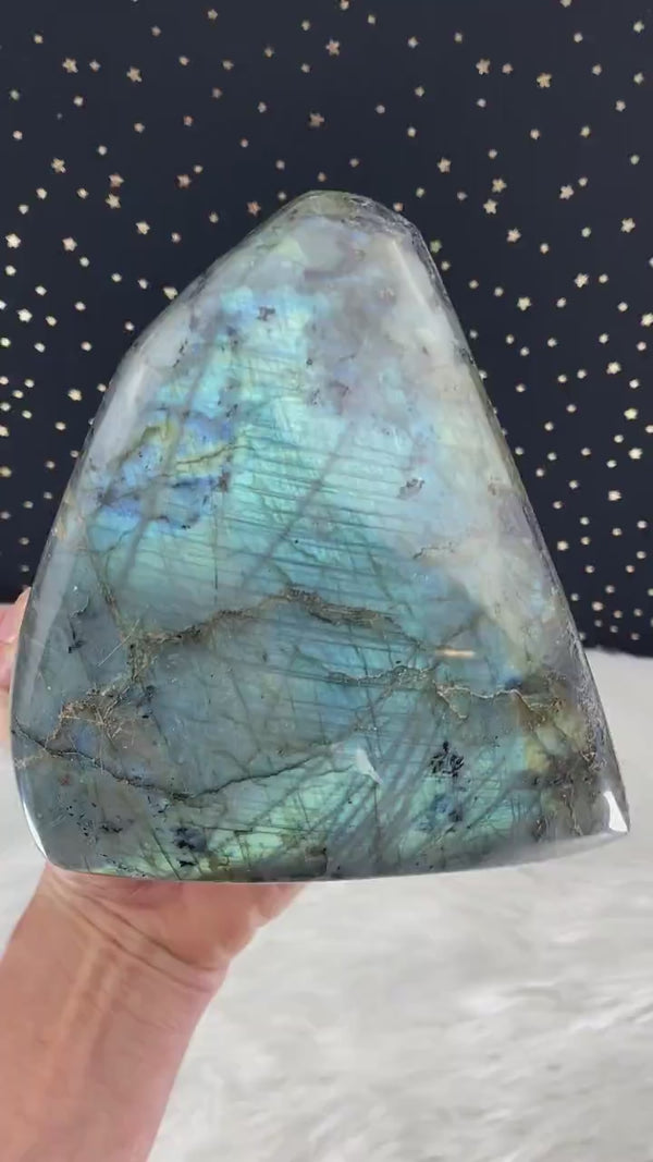 6.5” 4.7lb Large Labradorite Self Standing Freeform from Madagascar 2130g Dark Blue Iridescence Flash Quartz Third Eye Natural Rare Crystal