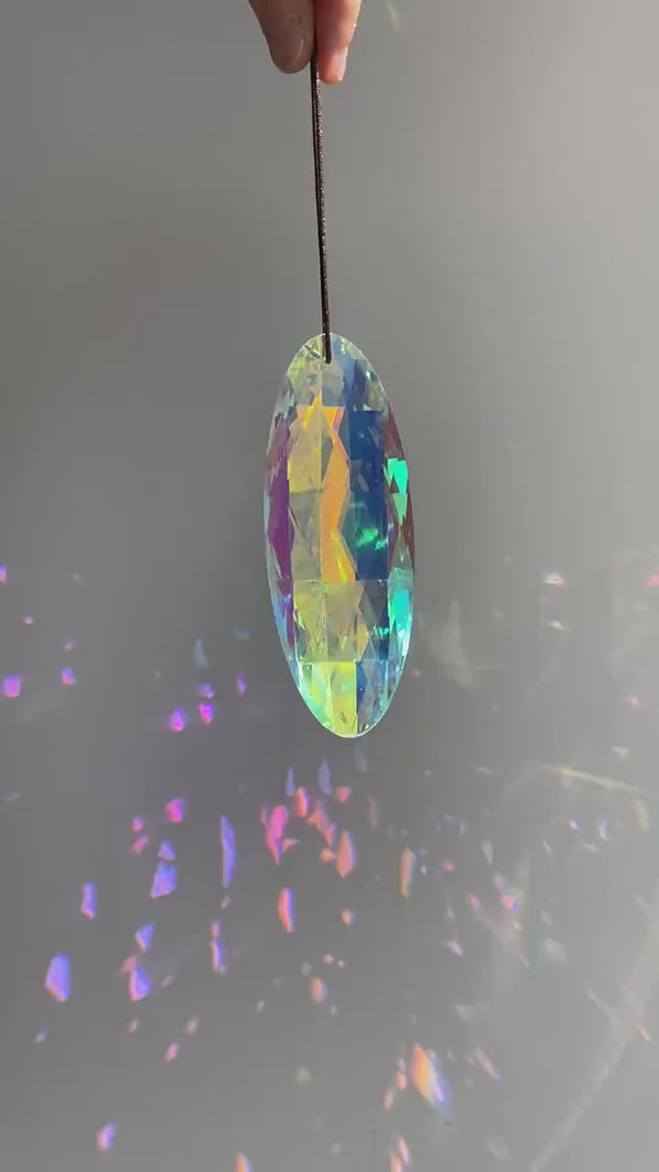 120mm Oval Prism Hanging Large Suncatcher Car Charm Window Faceted Crystal Chandelier Sun Catcher Craft Supplies AB Color Bridesmaid Gift